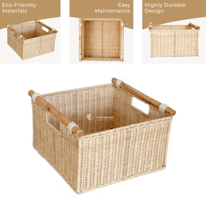 Caja Redonda de Almacenamiento de Mimbre Hecha a Mano, Cesta Organizadora de Mimbre con Asa, Organizador Artesanal Multiusos para Venta al por Mayor - Product Image 3