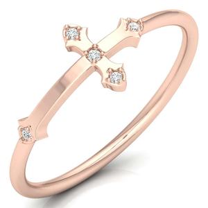 Holy Cross Ring Hpht Diamond Comfort Fit Simple Plain Solid Gold Band Anillo religioso ajustable Joyería cristiana Regalo para ella - Product Image 3