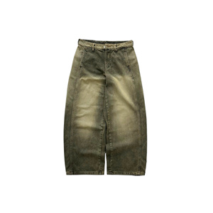 Pantalon cargo pour homme, taille haute, coupe ample, couleur unie, denim en coton, style décontracté, automne - Product Image 4