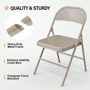 Set di 4 Sedie Pieghevoli Portatili con Telaio in Metallo, Struttura in Acciaio di Grado Commerciale, Capacità 350 LBS, Impilabili per Casa, Ufficio, Campeggio - Product Image 3