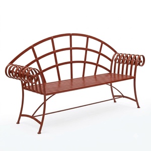 Banc de parc extérieur de luxe classique européen en fer forgé, métal artistique, revêtement poudré, pour 2 personnes KHP-DG5 - Product Image 1