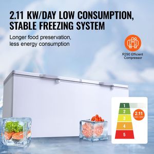Congelatore orizzontale commerciale grande da 19,8 piedi cubi con doppio coperchio a chiusura e parte superiore separata - Product Image 3