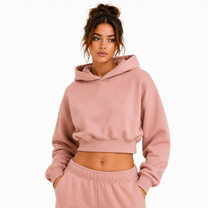 Custom <b>Women</b>’s Cropped Pullover <b>Hoodie</b> Oversized Crop Sweatshirt Private Label OEM - Product Image 5