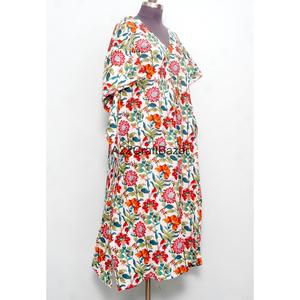 Robe longue moulante en coton pour femme, style kaftan, imprimé bloc, lavable, confortable, pour la nuit, demoiselle d'honneur, tenue de plage, faite à la main - Product Image 3