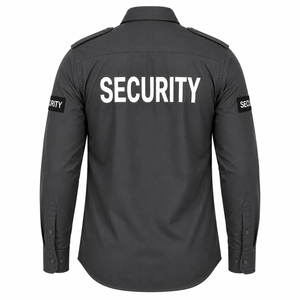 Chemise d'uniforme de garde de sécurité personnalisée à manches longues, boutonnée, couleur unie, pour homme - Product Image 2