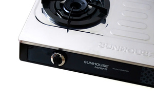 Table de cuisson à gaz double brûleur Sunhouse en acier inoxydable, 18 boutons de commande, allumage piézoélectrique, type encastrable pour usage domestique - Product Image 2