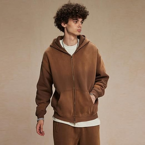 Sudadera con Capucha y Cremallera de Algodón Tejido a Crochet, Estilo Vintage, Unisex, para Hombres y Adolescentes, con Capucha Extra Grande y Bolsillo, Informal, para Verano, ODM - Product Image 4
