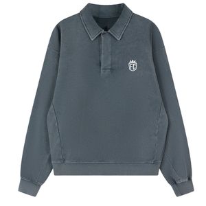 ชุดเสื้อโปโลแขนยาวสีเทาแบบหนาและกางเกงจ็อกเกอร์สำหรับผู้ชาย ผ้าฝ้าย สตรีทแวร์ กางเกงขายาวมีขอบยางยืดที่คอเสื้อ แฟชั่น - Product Image 1