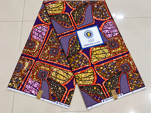 Navy Green Luxury African <b>Wax</b> Print Ankara Fabric Geometric Patchwork Pattern for Women Dressmaking - Product Image 4