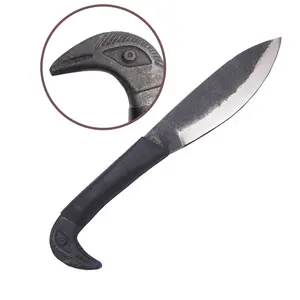 Профессиональное производство, кованый Высокоуглеродистый нож для головы ворона, нож для головы птицы, средневековый нож, кожаная Обернутая ручка с футляром