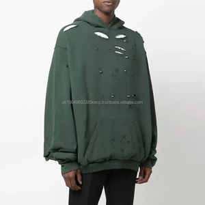 Sudadera Extra Grande Personalizada de Fábrica, Estilo Urbano para Hombre, Sudadera con Lavado Ácido, Logotipo Personalizado, Sudadera Desgastada para Hombre, Sin Cordón - Product Image 2