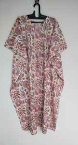 ชุดคลุมชายหาดผ้าฝ้ายทำมือสไตล์อินเดีย ทรงหลวมแบบกิโมโน - Product Image 4