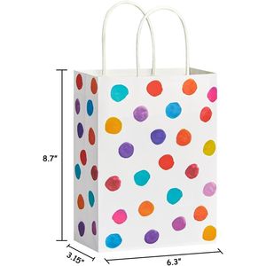Confezione da 24 Sacchetti Regalo in Carta con Manici, Design a Pois Colorati, 22,1 x 16 x 8 cm, per Feste di Compleanno - Product Image 2