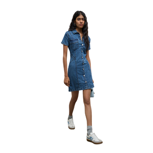 Robe en jean décontractée pour femmes avec boutons, qualité supérieure, fabrication OEM ODM directe d'usine - Product Image 3