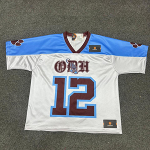 Maillots de football à col en V en mesh avec impression du nom de l'équipe, manches courtes, grandes tailles, respirants, design personnalisé, maillot de football américain en mesh - Product Image 1