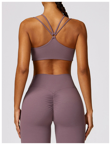 Soutien-gorge de sport yoga sans coutures, respirant, léger, séchage rapide, maintien élevé, coussinets amovibles, dos ouvert, ourlet incurvé, doux et sans bretelles - Product Image 4