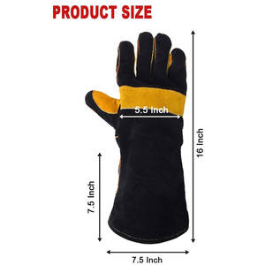 Custom Logo Winter 14Inch Cow Split Leather Waterproof Safety Gloves Full Palm Hand Protection Welding Gloves - Product Image 5