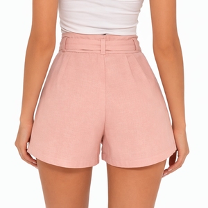Shorts d'été décontractés pour femmes à motif écossais, taille élastique, respirants, séchage rapide, écologiques, légers, sportifs, en Spandex/Coton - Product Image 2