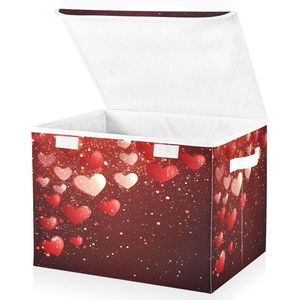 Contenitori Decorativi a Forma di Cuore Rosso per San Valentino con Coperchi e Manici, Organizzatori Pieghevoli per la Casa - Product Image 1