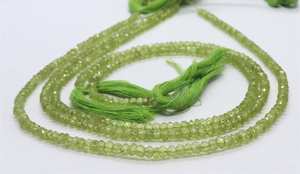 Cuentas facetadas de peridoto natural AAA, forma rondel, de 3.5 a 4 mm, perforadas en el centro, cuentas de peridoto verde, hilo de 13 pulgadas, a granel. - Product Image 2