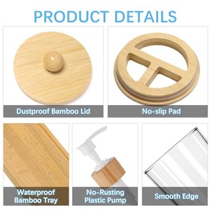Ensemble de distributeur de savon rustique en bois d'acacia |   Accessoires de salle de bain de style farmhouse en gros - Product Image 5