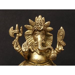 รูปปั้นพระพิฆเนศทองเหลืองขนาดเล็ก3นิ้วทำด้วยมือรูปปั้นพระแม่มารีในอินเดีย - Product Image 2