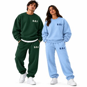 custom couple tracksuit <b>set</b> mens navy blue sweatshirt sweatpants womens rose pink fleece crewneck <b>joggers</b> <b>matching</b> winter suit - Product Image 2
