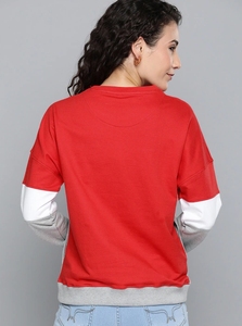 Sudadera de Mujer con Bloques de Color, Cuello Redondo, Manga Larga, Mezcla de Algodón, Top Informal Transpirable para Otoño, con Estampado de Letras en la Parte Delantera - Product Image 3