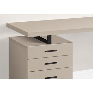 Scrivania per Computer Contemporanea 48''L in Laminato Beige con Struttura in Metallo Nero per Ufficio Domestico, Configurazione Sinistra e Destra, Cassetti Portaoggetti per Laptop - Product Image 3
