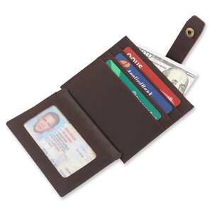 Custom Genuine Leather <b>Card</b> <b>Holder</b> High Quality Men <b>Card</b> <b>Holder</b> <b>Wallet</b> Pocket Mini Smart Slim Crazy Horse Leather - Product Image 3
