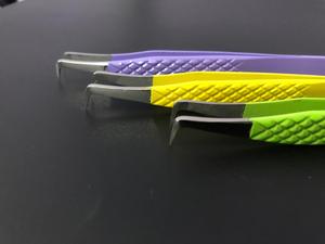 Pince à épiler de précision RMI en acier inoxydable antistatique 10 mm, pointe lisse, outils de maquillage professionnels, couleurs violet, jaune, vert - Product Image 1