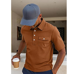 เสื้อโปโลชายสีน้ำตาล แขนสั้น แบบลำลอง ผ้าระบายอากาศ รับทำโลโก้ตามสั่ง OEM ODM - Product Image 3