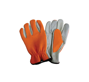 Leather Work Gloves Orange Palm Anti-Slip Elastic Wristband Abrasion Resistant General Purpose Safety Gloves - Product Image 1