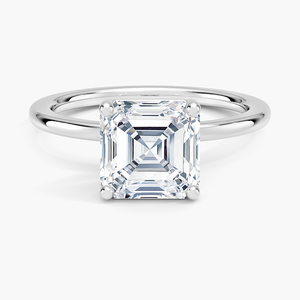 Bague BOJ 087 en argent 925, taille Asscher, avec halo de griffes, solitaire en moissanite 2 carats couleur D VVS1 certifiée GRA, prix bas - Product Image 1
