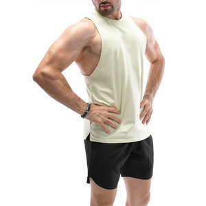 2026 Gym Spandex Vest <b>Men</b> Casual Wear Fashion Vintage Seamless Tank Top Activewear O Neck Streetwear Cut Off Side <b>Singlet</b> - Product Image 1