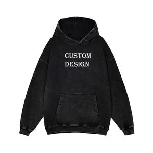 Nueva ropa de diseñador con capucha de lavado ácido Fabricantes Personalice su propio logotipo Ropa de calle de gran tamaño Sudaderas con capucha de algodón unisex - Product Image 2