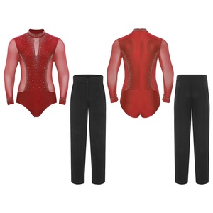 Trajes de baile latino para hombre, leotardo, mono y pantalones, fabricante de ropa de baile, patinaje artístico, traje de baile <span class=keywords><strong>Chacha</strong></span> personalizado - Product Image 3