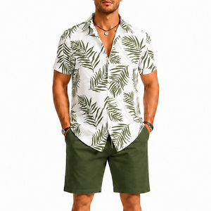 Camisa de Manga Corta para Hombre, Estilo Safari, Tejida, de Secado Rápido, con Botones, Informal, para Playa, Verano, Blanca, Negra, Floral, Satén, 100% Poliéster - Product Image 3