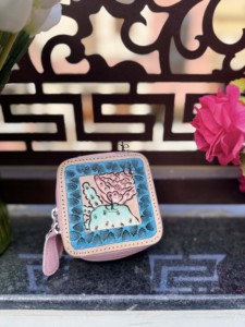 Étui compact en cuir véritable personnalisé pour bijoux, fait main, couleur rose, léger, style vintage, pour accessoires - Product Image 3
