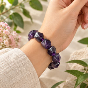Anillo de cuentas de amatista natural pulida irregular, piedra suelta de cristal morado para la fabricación de pulseras - Product Image 3
