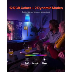 Battery Operated Wall Sconce Set 2pcs 4000mAh Rechargeable <b>Wireless</b> RGB Wall <b>Lights</b> with 30 Lighting Modes and Remote Control - Product Image 6