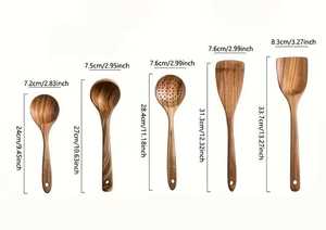 Juego de Utensilios de Cocina de Madera, 4 Piezas, Espátulas, Cuchara para Cocinar, Hechos a Mano con Madera Natural, Aptos para Alimentos, Solo Lavar a Mano - Product Image 6