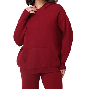 Sudadera con Capucha para Mujer 2026, Tejido Grueso, Estilo Holgado, Hombros Caídos, Ajuste Holgado, Color Sólido, Lavado Ácido, Insignia con Logotipo Personalizado en la Parte Delantera - Product Image 1