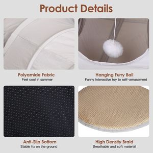 Tunnel per Gatti da Interno con Tessuto Rinfrescante, Design Flessibile, Pieghevole e Interattivo, con Palla Sospesa, Tappetino Morbido Centrale - Product Image 4