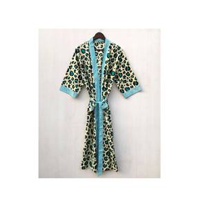 Robe kimono en coton imprimé léopard, paréo de mariée, robe kimono indienne à motifs imprimés au bloc - Product Image 1