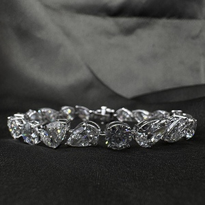 Pear & Round Cut Diamond Tennis <b>Bracelet</b> <b>White</b> Gold IGI Certified Luxury Jewelry Women's Anniversary Fine Jewelry - Product Image 1