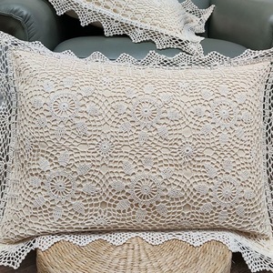 Ensemble de literie en coton biologique et lin de haute qualité, <span class=keywords><strong>crochet</strong></span>é à la main, patchwork géométrique, <span class=keywords><strong>moderne</strong></span>, blanc, tailles extra-larges - Product Image 2