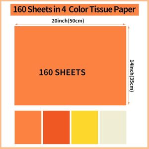 160 Fogli di Carta Velina Arancione e Gialla, Sacchetti Regalo 20 X 14 Pollici, per Decorazioni Autunnali, Halloween, Feste di Compleanno - Product Image 3