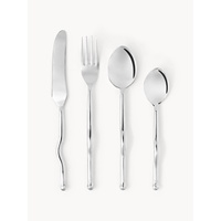 Ensemble de couverts modernes en acier inoxydable, finition miroir, style manche torsadé, compatibles lave-vaisselle, pour mariage, dîner, usage domestique et hôtelier