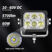 Nouvelle lampe de travail LED 60W Doosan pour véhicule, la plus lumineuse, faisceau de brouillard, faisceau large et faisceau spot, pour extérieur, IP68, pour machine, remorque, exploitation minière, avec support de montage